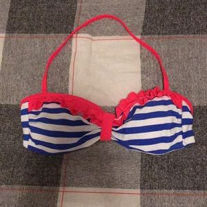 Striped Bikini with Pink Ruffles